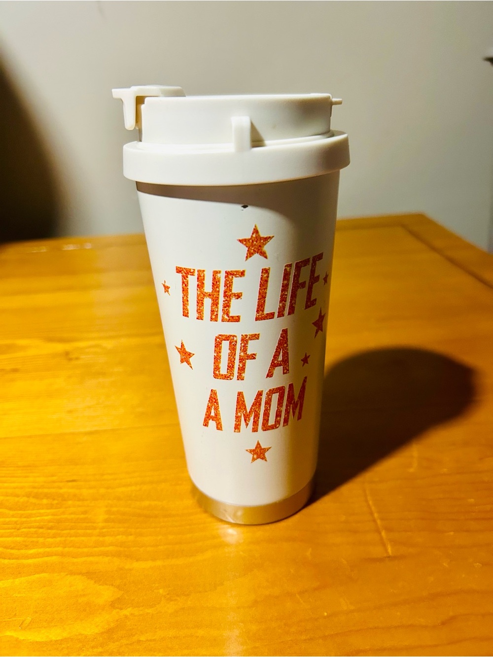 Taylor Swift White Travel Tumbler - "The Life of a Mom"